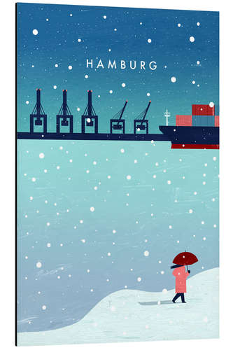 Aluminium print Hamburg in winter