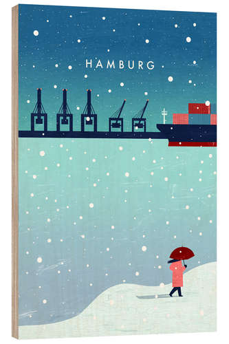 Print på træ Hamburg in winter