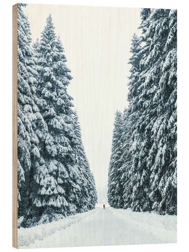 Wood print Snowy forest