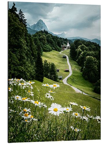 Aluminium print Mountain chapel St. Johannes in summer