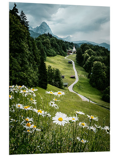 Foam board print Mountain chapel St. Johannes in summer