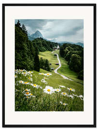Gerahmter Kunstdruck Bergkapelle St. Johannes im Sommer