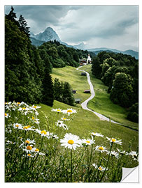 Selvklæbende plakat Mountain chapel St. Johannes in summer