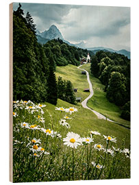 Hout print Mountain chapel St. Johannes in summer