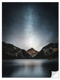 Wall sticker Starry sky over mountain lake