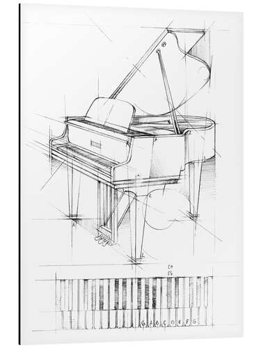 Aluminium print Piano Sketch