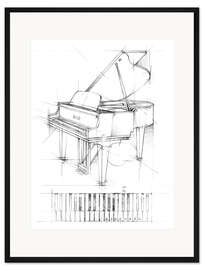 Gerahmter Kunstdruck Klavier-Skizze