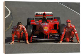 Hout print Eddie Irvine, Michael Schumacher and the Ferrari F399, 1999