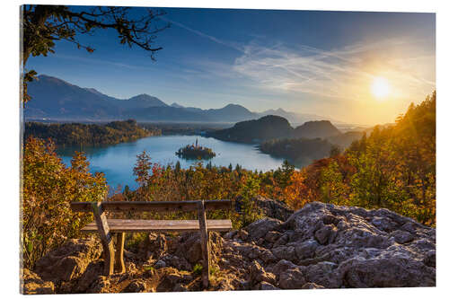 Acrylic print Bled lake at sunrise
