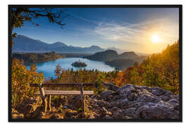 Gerahmter Kunstdruck Bleder See bei Sonnenaufgang