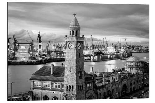 Aluminium print Port of Hamburg and St. Pauli Landungsbrücken