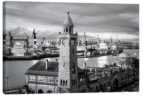 Leinwandbild Hamburger Hafen und St. Pauli Landungsbrücken