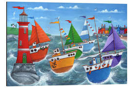 Magnettafel Bunte Regatta mit Leuchtturm