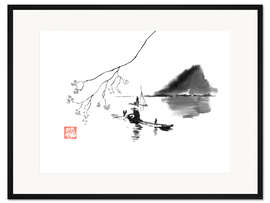 Gerahmter Kunstdruck Fischer auf dem Fluss