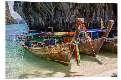 Acrylic print Longboats in Thailand