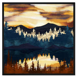 Gerahmter Kunstdruck Herbstlicher Sonnenuntergang