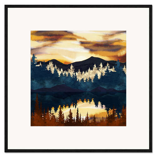 Impressão artística com moldura Pôr do sol outonal