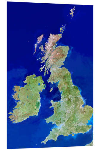 Print på skumplade Satellite image of the British Isles