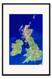 Gerahmter Kunstdruck Satellitenbild der Brititschen Inseln