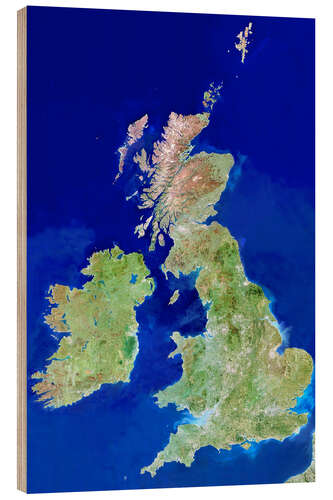 Cuadro de madera Imagen satelital de las islas británicas