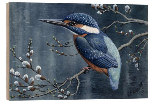 Wood print Kingfisher