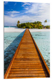 Tableau en plexi-alu Ponton vers l&#039;île, Maldives