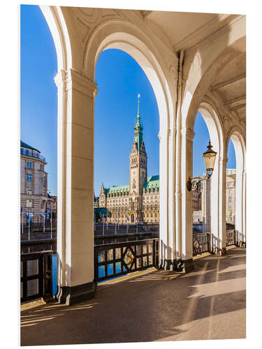 Foam board print Town Hall and Alsterarkaden in Hamburg