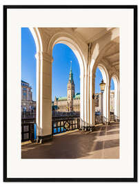 Kehystetty taidepainatus Town Hall and Alsterarkaden in Hamburg