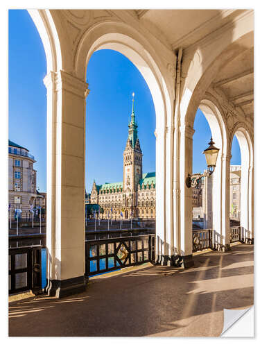 Muursticker Town Hall and Alsterarkaden in Hamburg