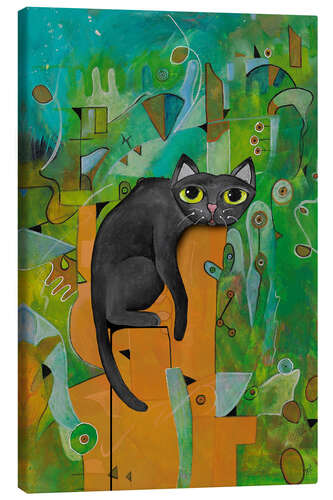 Canvas print Black cat in the city