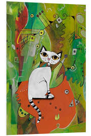 Foam board print White cat on a mat