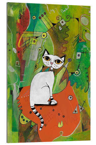 Gallery print White cat on a mat