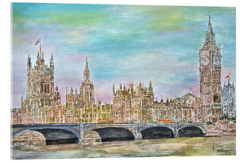 Tableau en verre acrylique Palais et pont de Westminster