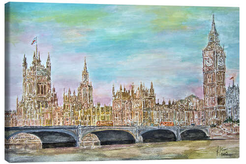 Tableau sur toile Palais et pont de Westminster