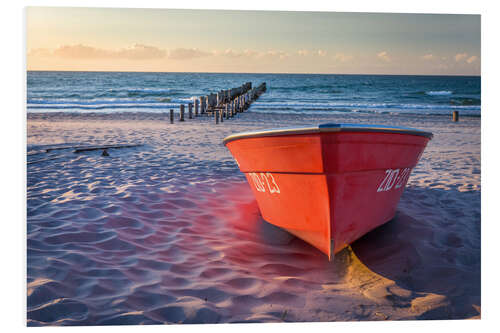 Quadro em PVC Barco vermelho no mar Báltico