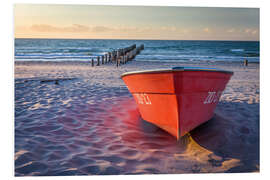 Foam board print Red boat at the Baltic Sea