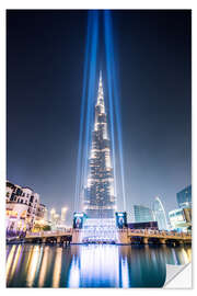 Selvklebende plakat Burj Khalifa at night, Dubai