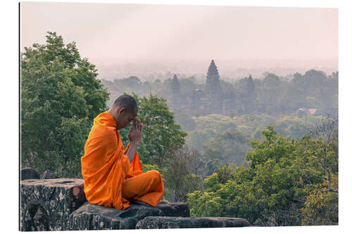 Galleritryck Monk meditating at Angkor Wat