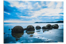 Quadro em plexi-alumínio Hora azul nos Moeraki Boulders