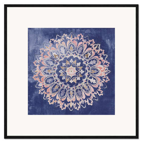 Impression artistique encadrée Mandala délice II bleu marine