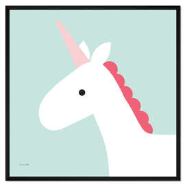 Gerahmter Kunstdruck Einhorn auf Pastell