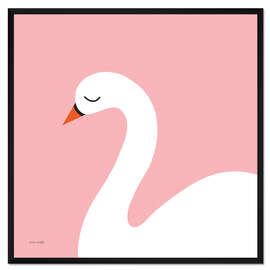 Gerahmter Kunstdruck Schwan auf Pastell