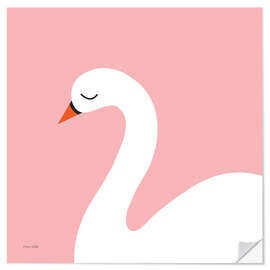 Sticker mural Cygne sur fond pastel