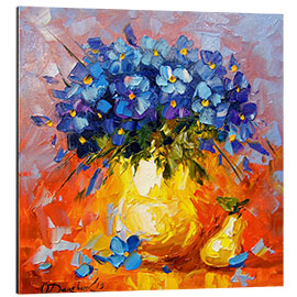 Tableau en aluminium Nature morte aux fleurs bleues