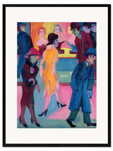 Framed art print Street Scene by the Barber Shop