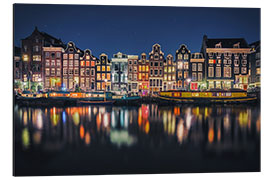 Tableau en aluminium Amsterdam la nuit