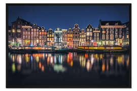 Gerahmter Kunstdruck Amsterdam bei Nacht