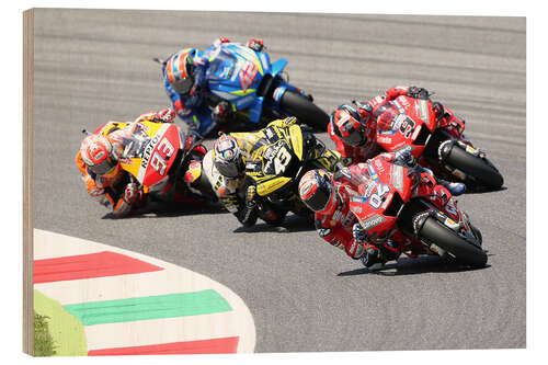 Wood print Petrucci, Dovizioso, Miller, Rins & Marquez, Mugello 2019