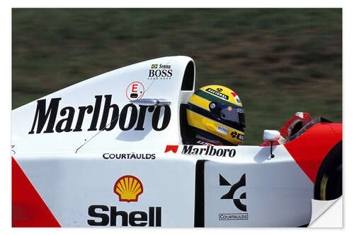 Vinilo para la pared Ayrton Senna, McLaren MP4-8 Ford, GP de Brasil 1993