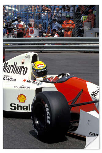 Adesivo murale Ayrton Senna, McLaren MP4-7A Honda, Monaco 1992 I